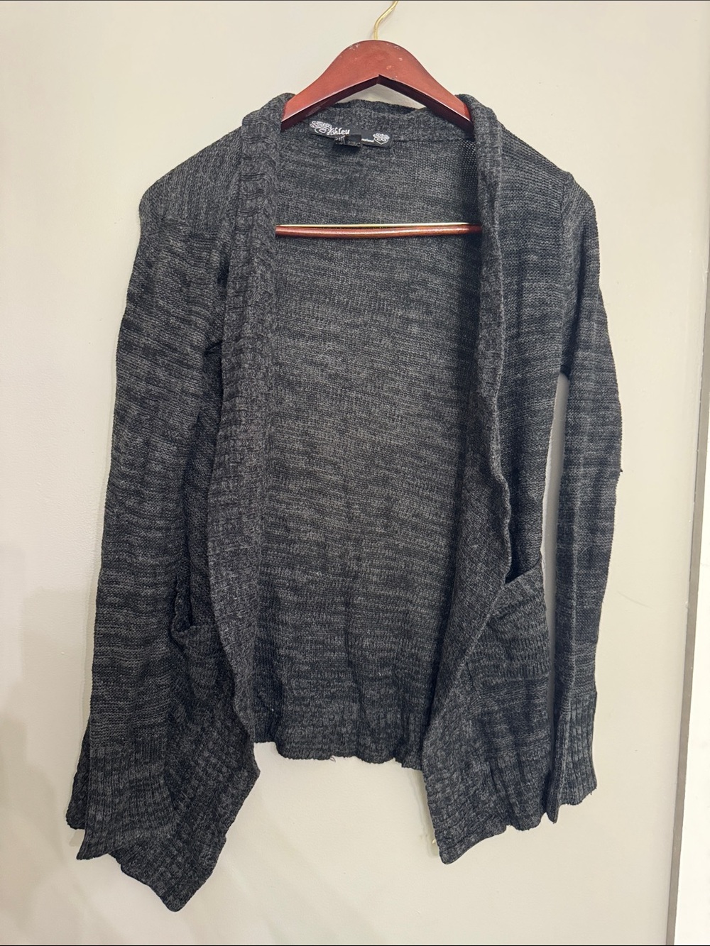 Ashley By 26 International Dark Gray Open-Front Cardigan